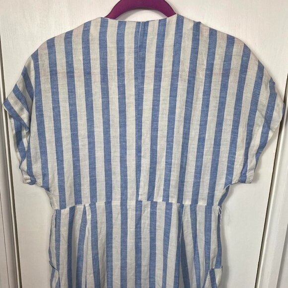 Mango Women's Blue Striped Linen Dress button up.  Blogger favorite Sz S - Picture 10 of 10